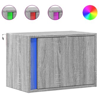 Nachtkastjes met LED&amp;apos;s 2 st wandgemonteerd grijs sonoma eiken 2