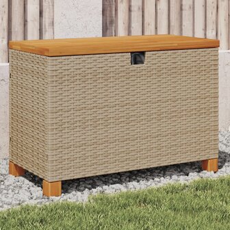 Tuinbox 80x40x48 cm poly rattan en acaciahout beige 1