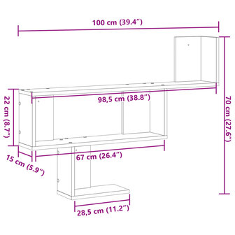 Wandschap 100x15x70 cm bewerkt hout sonoma eikenkleurig 10