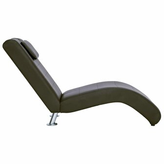 Chaise longue met kussen kunstleer bruin 4