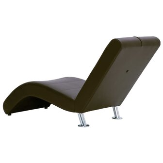 Chaise longue met kussen kunstleer bruin 5