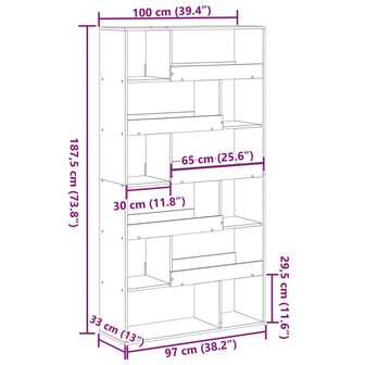 Boekenkast 100x33x187,5 cm bewerkt hout wit 9