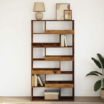 Boekenkast 100x33x187,5 cm bewerkt hout oud houtkleurig 3