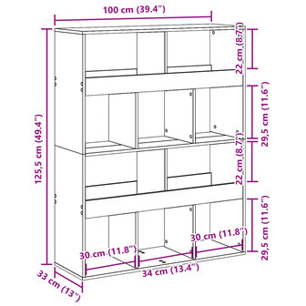 Boekenkast 100x33x125,5 cm bewerkt hout zwart 9