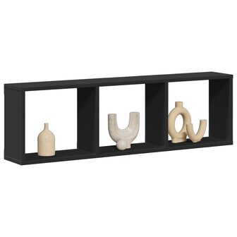 Wandkast 100x16x30 cm bewerkt hout zwart 1