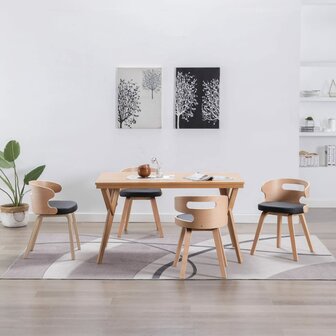 Eetkamerstoelen 4 st gebogen hout en kunstleer zwart 1