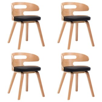 Eetkamerstoelen 4 st gebogen hout en kunstleer zwart 2