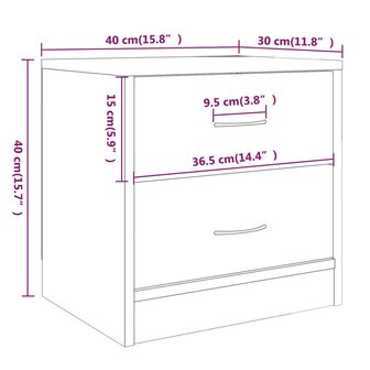 Nachtkastjes 2 st 40x30x40 cm bewerkt hout grijs sonoma eiken 7