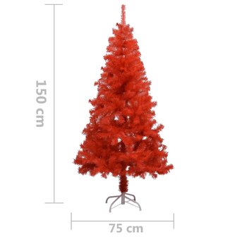 Kunstkerstboom met verlichting en kerstballen 150 cm PVC rood 12