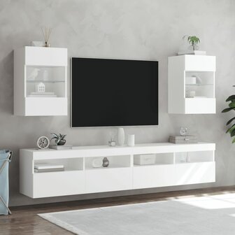 Tv-wandmeubels met LED-verlichting 2 st 40x30x60,5 cm wit 4