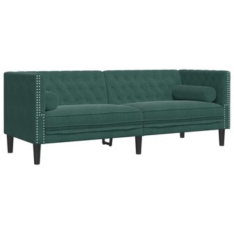 Driezitsbank Chesterfield-stijl en bolsters fluweel donkergroen 2