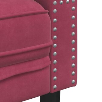 Driezitsbank Chesterfield-stijl met bolsters fluweel wijnrood 7