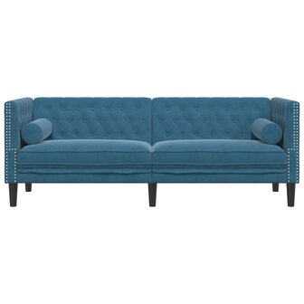 Driezitsbank Chesterfield-stijl met bolsters fluweel blauw 4