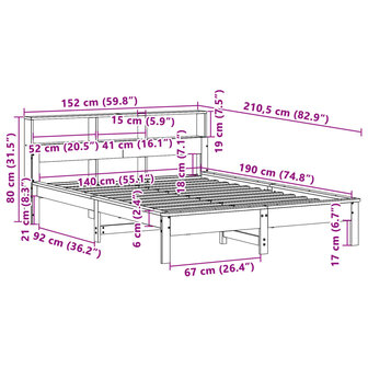 Bed met matras massief grenenhout wasbruin 140x190 cm 9