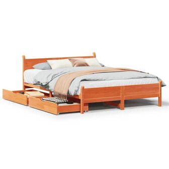 Bed met matras massief grenenhout wasbruin 140x190 cm 1