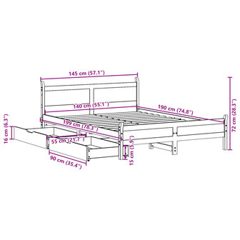 Bed met matras massief grenenhout wasbruin 140x190 cm 12