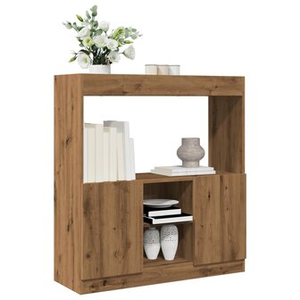 Hoge kast 92x33x100 cm bewerkt hout artisanaal eikenkleur 1