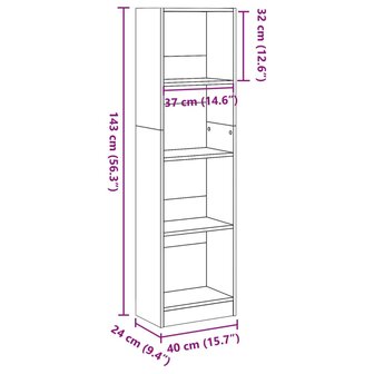 Boekenkast 40x24x143 cm bewerkt hout zwart 9