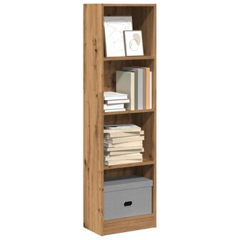 Boekenkast 40x24x143 cm bewerkt hout artisanaal eikenkleurig 1