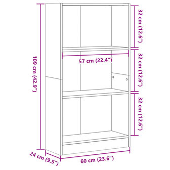 Boekenkast 60x24x109 cm bewerkt hout bruin eikenkleurig 9