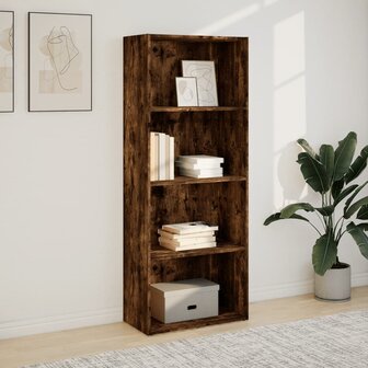 Boekenkast 60x30x152 cm bewerkt hout gerookt eikenkleurig 3