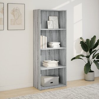 Boekenkast 60x30x152 cm bewerkt hout grijs sonoma eikenkleurig 3