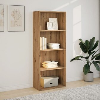 Boekenkast 60x30x152 cm bewerkt hout artisanaal eikenkleurig 3