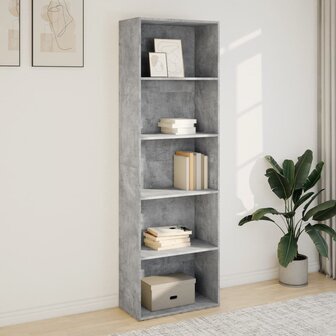 Boekenkast 60x30x189 cm bewerkt hout betongrijs 3