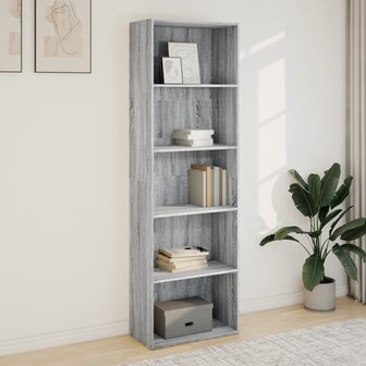 Boekenkast 60x30x189 cm bewerkt hout grijs sonoma eikenkleurig 3