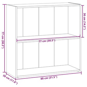 Boekenkast 80x30x77 cm bewerkt hout grijs sonoma eikenkleurig 9