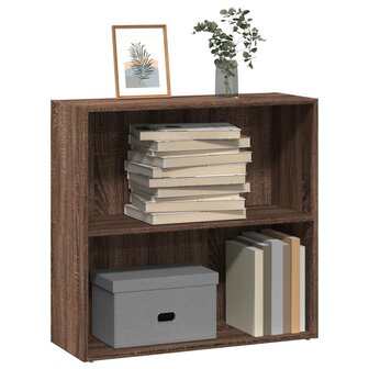 Boekenkast 80x30x77 cm bewerkt hout bruin eikenkleurig 1