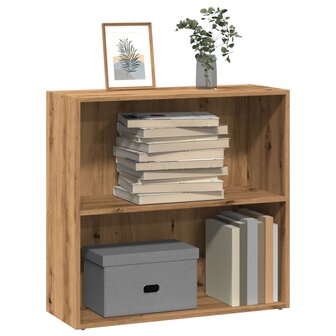 Boekenkast 80x30x77 cm bewerkt hout artisanaal eikenkleurig 1