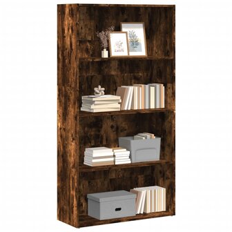 Boekenkast 80x30x152 cm bewerkt hout gerookt eikenkleurig 1