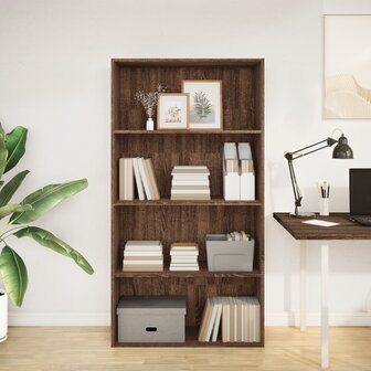 Boekenkast 80x30x152 cm bewerkt hout bruin eikenkleurig 3