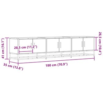 Tv-meubel 180x35x41 cm bewerkt hout grijs sonoma eikenkleurig 10