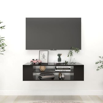 Tv-hangmeubel 100x30x26,5 cm bewerkt hout zwart 1