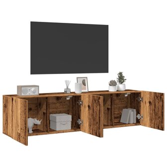 Tv-meubels 2 st wandgemonteerd 80x30x41 cm oud houtkleurig 3