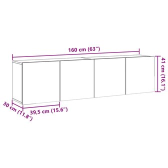 Tv-meubels 2 st wandgemonteerd 80x30x41 cm oud houtkleurig 11