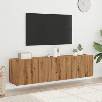 Tv-meubels 2 st wandgemonteerd 80x30x41cm artisanaal eikenkleur 1