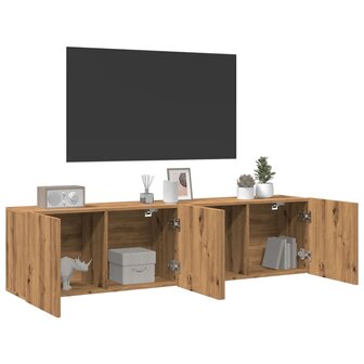 Tv-meubels 2 st wandgemonteerd 80x30x41cm artisanaal eikenkleur 3