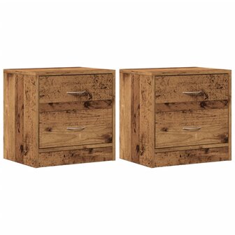 Nachtkastjes 2 st 40x30x40 cm bewerkt hout oud houtkleurig 2