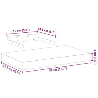 Wandschap 40x23,5x4 cm bewerkt hout 9