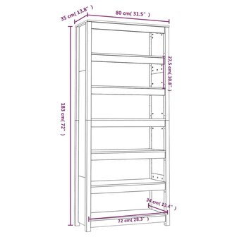 Boekenkast 80x35x183 cm massief grenenhout 8