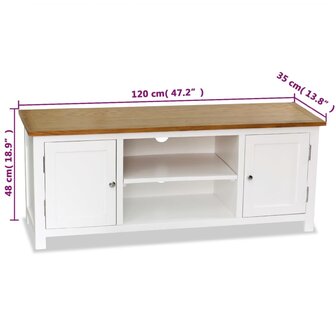 Tv-meubel 120x35x48 cm massief eikenhout 6