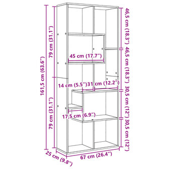 Kamerscherm / boekenkast 67x25x161,5 cm bewerkt hout wit 11