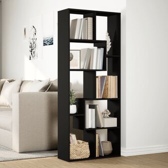 Kamerscherm / boekenkast 67x25x161,5 cm bewerkt hout zwart 4