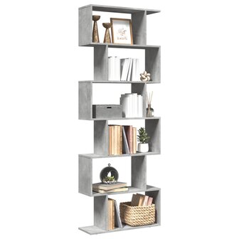 Kamerscherm / boekenkast 6-laags 70x24x193 cm hout betongrijs 1