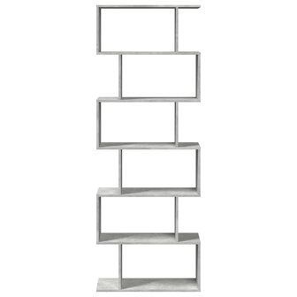 Kamerscherm / boekenkast 6-laags 70x24x193 cm hout betongrijs 5