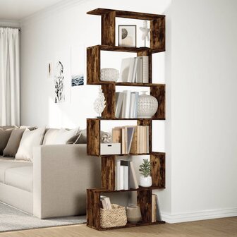 Kamerscherm / boekenkast 6-laags 70x24x193 cm hout gerookt eik 4