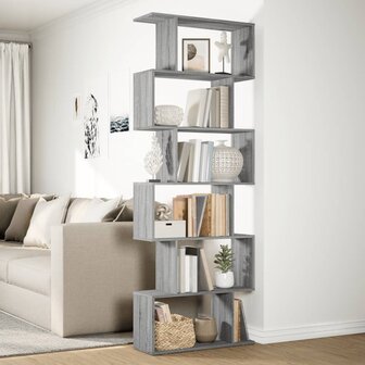 Kamerscherm / boekenkast 6-laags 70x24x193 cm hout grijs sonoma 4